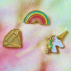 ENAMEL PINS S/3 UNICORN 🦄, RAINBOW 🌈, DIAMOND 💎
